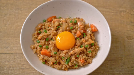 salmon-fried-rice-with-pickled-egg-on-top---Asian-food-style