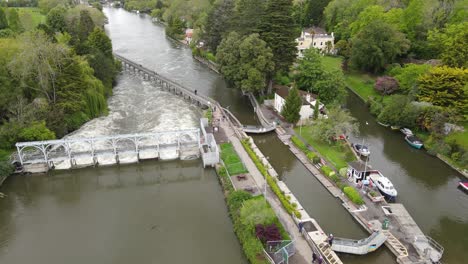 Marsh-Lock-and-weir-near-Henley-on-Thames-uk-aerial-footage