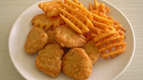Nuggets-De-Pollo-Frito-Con-Patatas-Fritas