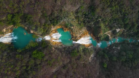 Aerial:-top-down-view-of-El-Chiflon-Waterfall-in-Chiapas-Mexico-rainforest