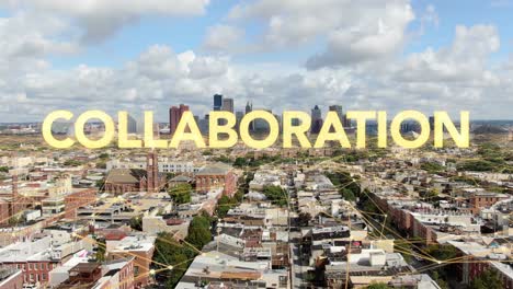 COLLABORATION-word-cloud-appears-in-urban-USA-American-city-hologram
