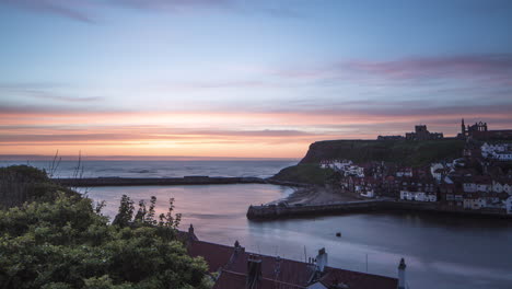 Whitby-Harbour-and-Town-Timelapse-Early-Morning-Dawn-to-Sunrise