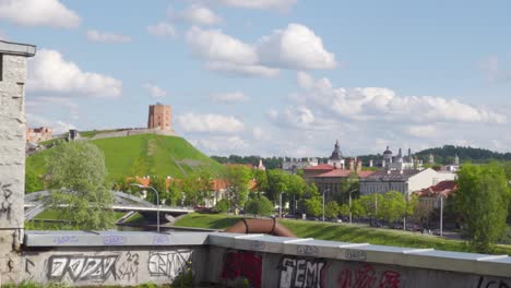 Vilnius-Center-Panorama-with-Gediminas-Tower-in-Vilnius,-Lithuania