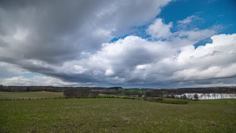 Clouds-over-Coutryside-Landscape-Time-Lapse.-Kashubia,-Poland
