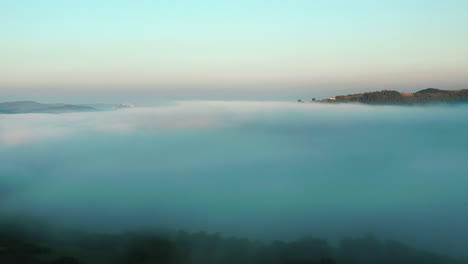 Scenic-Sea-Of-Clouds-Over-The-Hills-Of-Istria-In-Croatia-During-Hazy-Morning