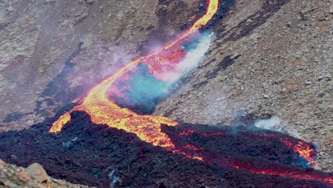Wide-shot-showing-flowing-hot-lava-down-to-Natthagi-Valley