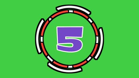 Flacher-Cartoon-Countdown-Nummer-Zehn-Bis-Eins-Animation-Auf-Grünem-Bildschirmhintergrund