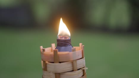 Bambusfackel-De-Fackel-Mit-Brennender-Flamme