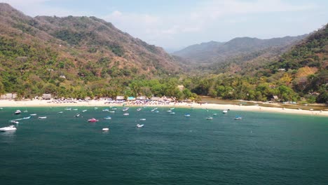 Aerial-view-of-Yelapa-beach-in-Cabo-Corrientes,-Jalisco,-Mexico