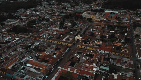 Drone-shot-of-Antigua,-Guatemala