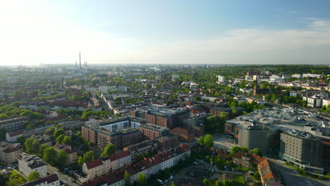 Epic-aerial-flyover-City-of-Gdansk-in-Poland-with-beautiful-buildings-and-green-nature-in-summer
