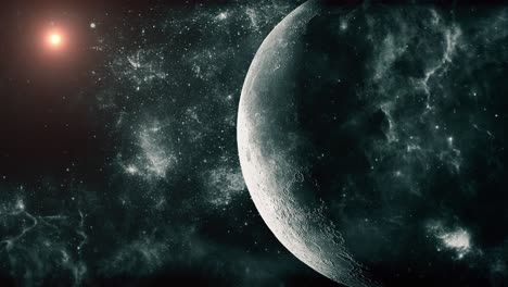 Ein-Filmischer-Mond,-Umgeben-Von-Wolken-Und-Staub-Aus-Dem-Weltall
