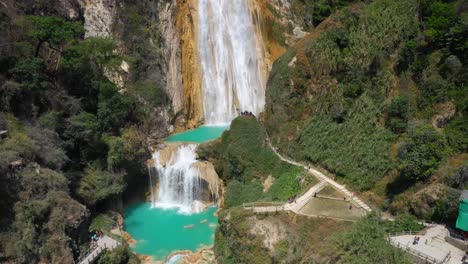 Aerial:-El-Chiflon-Waterfall-in-Chiapas,-Mexico,-4K-view