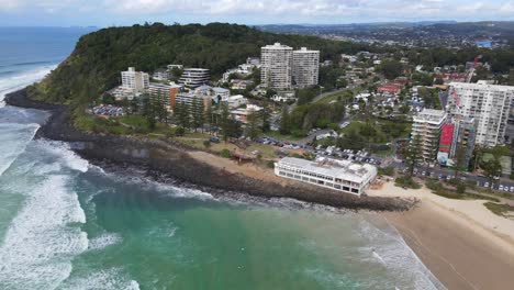 Highrise-Buildings-At-The-Beachfront-And-Headland-Of-Burleigh-In-The-City-Of-Gold-Coast,-Australia
