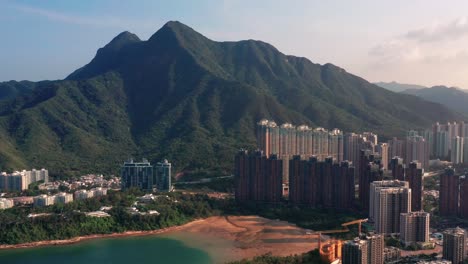 Aerial-view-of-mountain-with-a-sunny-day-of-Hong-Kong-China-in-Ma-On-Shan-and-Wu-Kai-Sha-Beach-Starfish-Bay