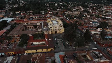 Drone-shot-of-Antigua,-Guatemala