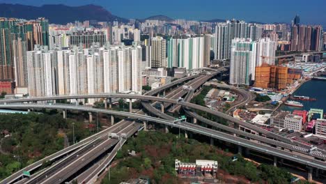 Un-Sitio-Comercial-Y-Residencial-En-Lai-Chi-Kok,-Cheung-Sha-Wan-De-La-Ciudad-De-Hong-Kong,-Vista-Superior-De-Kowloon