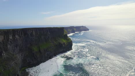 Aerial-footage-of-Cliffs-of-Moher,-flying-towards-south-along-the-coastline