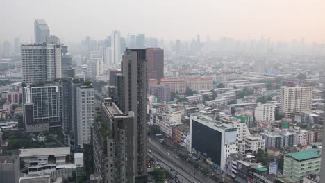 4K-Pollution-Over-the-Metropolitan-City-of-Bangkok,-Thailand