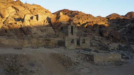 Cinematic-View-Red-Cloud-Mine-Ruins,-Arizona,-USA,-Dolly