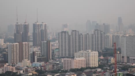 4K-Pollution-Over-the-Metropolitan-City-of-Bangkok,-Thailand
