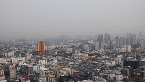 Contaminación-4k-Sobre-La-Ciudad-Metropolitana-De-Bangkok,-Tailandia