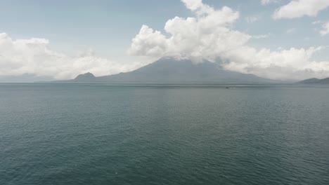 Volcano-San-Pedro-seen-from-Atitlan-Lake,-Guatemala