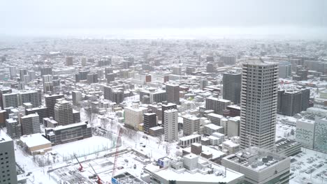 Wide-open-area-of-snowy-Sapporo-in-Hokkaido-during-cloudy-day
