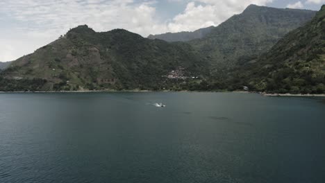 Aerial-View-Of-Lake-Atitlan-In-Guatemala-At-Daytime---drone-shot
