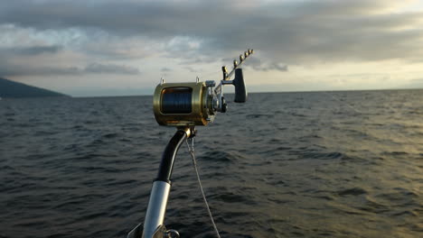 Macro-Of-Fishing-Rod-Hanging-On-The-Boat-In-Adriatic-Sea-In-Croatia