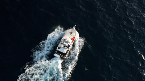 Speedboat-Speeding-And-Cruising-At-Adriatic-Sea-To-Catch-Tuna-Fish
