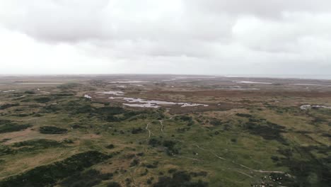 Vista-Panorámica-De-Las-Marismas-En-La-Reserva-Natural-De-Slufter-En-La-Isla-De-Texel-En-Holanda,-Países-Bajos