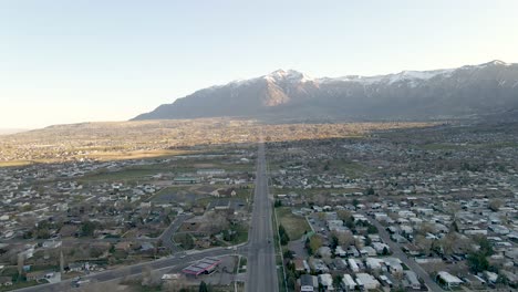 Suburbs-in-North-Ogden-City-in-Utah-with-Wasatch-Mountains,-Aerial-View