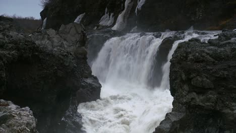 Magnificent-View-Of-Barnafossar-Waterfall-In-Near-Hraunfossar-In-Western-Iceland