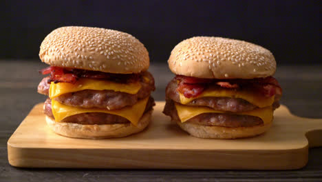 pork-hamburger-or-pork-burger-with-cheese-and-bacon