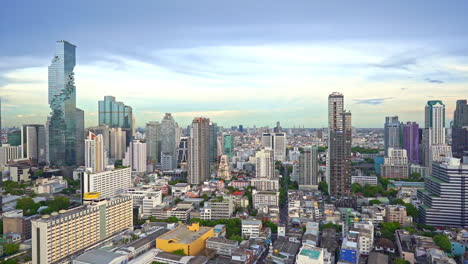 Spectacular-panning-aerial-view-of-Bangkok-business-district-city-center