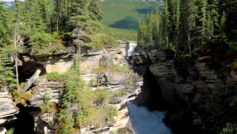 Athabasca-Falls-En-El-Parque-Nacional-Jasper,-Alberta-En-Canadá