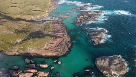 Beautiful-Australian-Coastline,-Drone-Aerial-View,-Elephant-Rocks,-Greens-Pool,-Denmark,-Southwest-Australia
