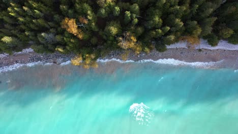 Autumn-Teal-water-by-drone-in-4K
