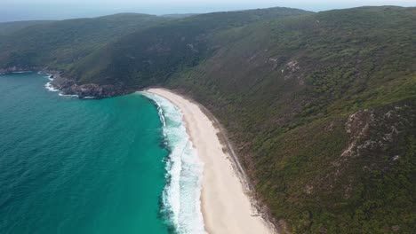 Aerial-View-of-Sandy-Shelly-Bay-Beach,-West-Cape-Howe-National-Park,-Australia