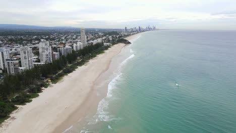 Bird's-Eye-View-Of-The-Highrise-Buildings-At-The-Beachfront-Of-Burleigh-In-Gold-Coast-City,-Australia
