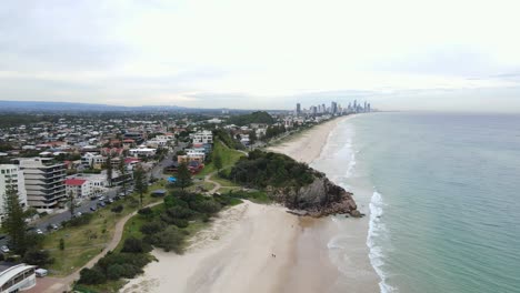 Bird's-Eye-View-Of-The-Mick-Shamburg-Park-At-The-Rocky-Cliff-Beside-The-Burleigh-Beach-In-The-Australian-City-Of-Gold-Coast