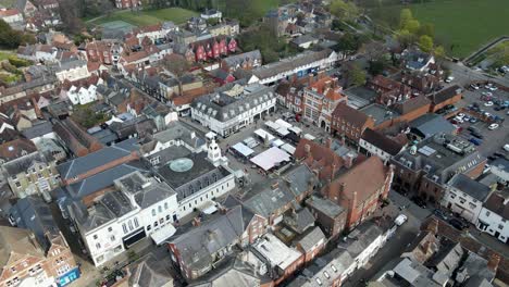 Saffron-Walden-Essex-UK-Aerial-Market-Square-town-centre-4K