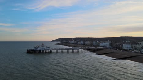 Eastbourne-Pier-and-town-at-Sunset-Sussex-Uk-Aerial-view-4K
