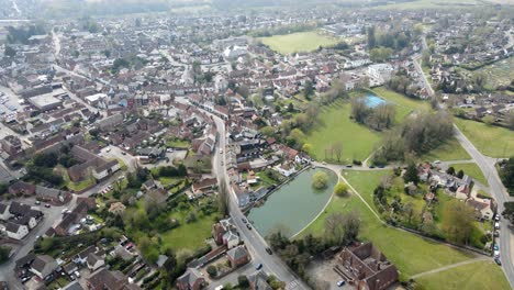 Great-Dunmow-Essex-UK-rising-over-town-Aerial-footage-4K