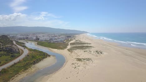 Aerial-panoramic-view-of-Zahara-de-Los-Atunes-and-its-sandy-beaches-on-a-sunny-day