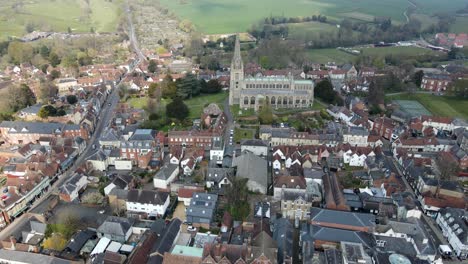 Saffron-Walden-Essex-UK-Aerial-pull-back-reveal-town-centre-Footage-4K