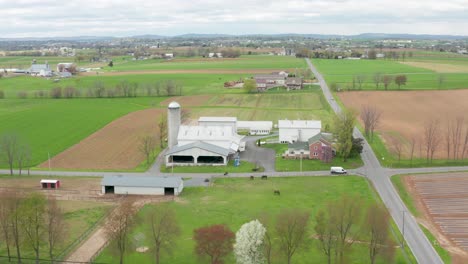 Aerial-truck-shot-of-Lancaster-County-PA-farm-country
