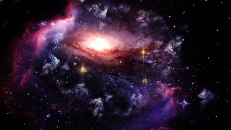 Nubes-De-Nebulosas-Y-Una-Galaxia-Que-Se-Unen-En-El-Universo