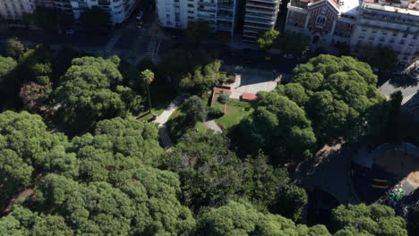 Aerial---Recoleta-Vicente-Lopez-Park,-Buenos-Aires,-Argentina,-Wide-Top-Down